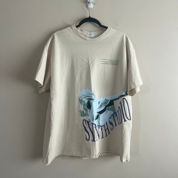 Synth Studio Other - SYNTH Studio Oversized Graphic Tee Cream Cotton Boxy Fit Size M